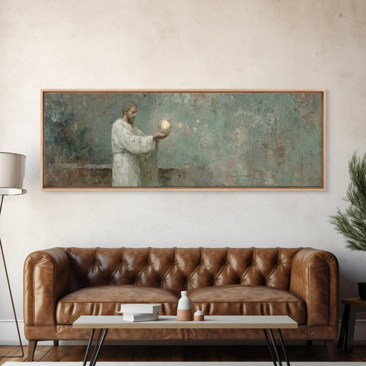 Lantern Of Grace | Framed Canvas Print | Christian Wall Art | Panoramic Frame | Christian Art Canvas | Christian Decor | Jesus Painting | C