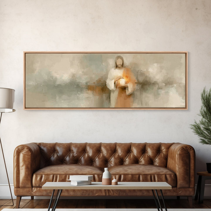 The Eternal Flame, Framed Canvas Print, Christian Art Canvas, Panoramic Art, Jesus Painting, Christian Wall Art, Christian Decor, Christmas
