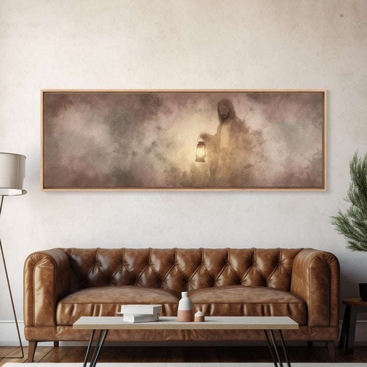 Guiding Night Hope | Framed Canvas Print | Panoramic Wall Art | Christian Art Canvas | Jesus Painting | Christian Decor | Christmas Art | C