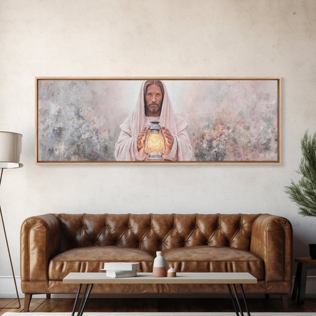 Radiant Mercy Glow, Framed Canvas Print, Panoramic Print, Christian Art Canvas, Christian Wall Art, Jesus Painting, Christian Decor, Christ