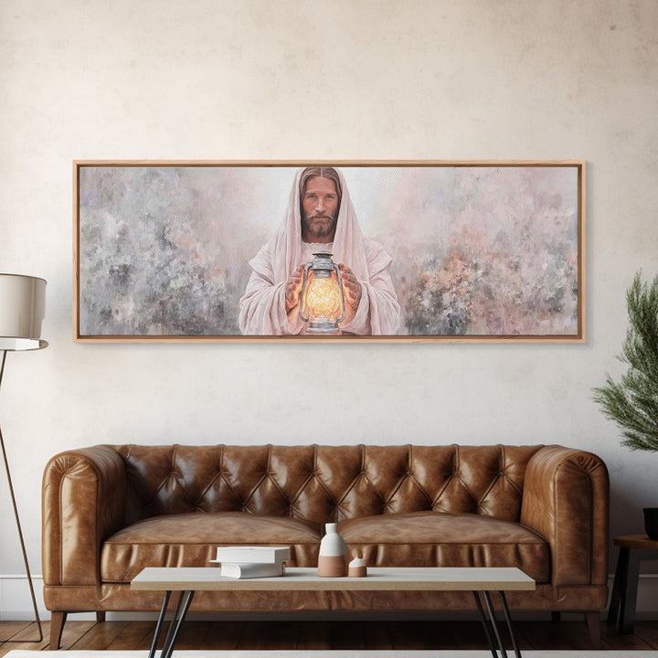 Radiant Mercy Glow, Framed Canvas Print, Panoramic Print, Christian Art Canvas, Christian Wall Art, Jesus Painting, Christian Decor, Christ