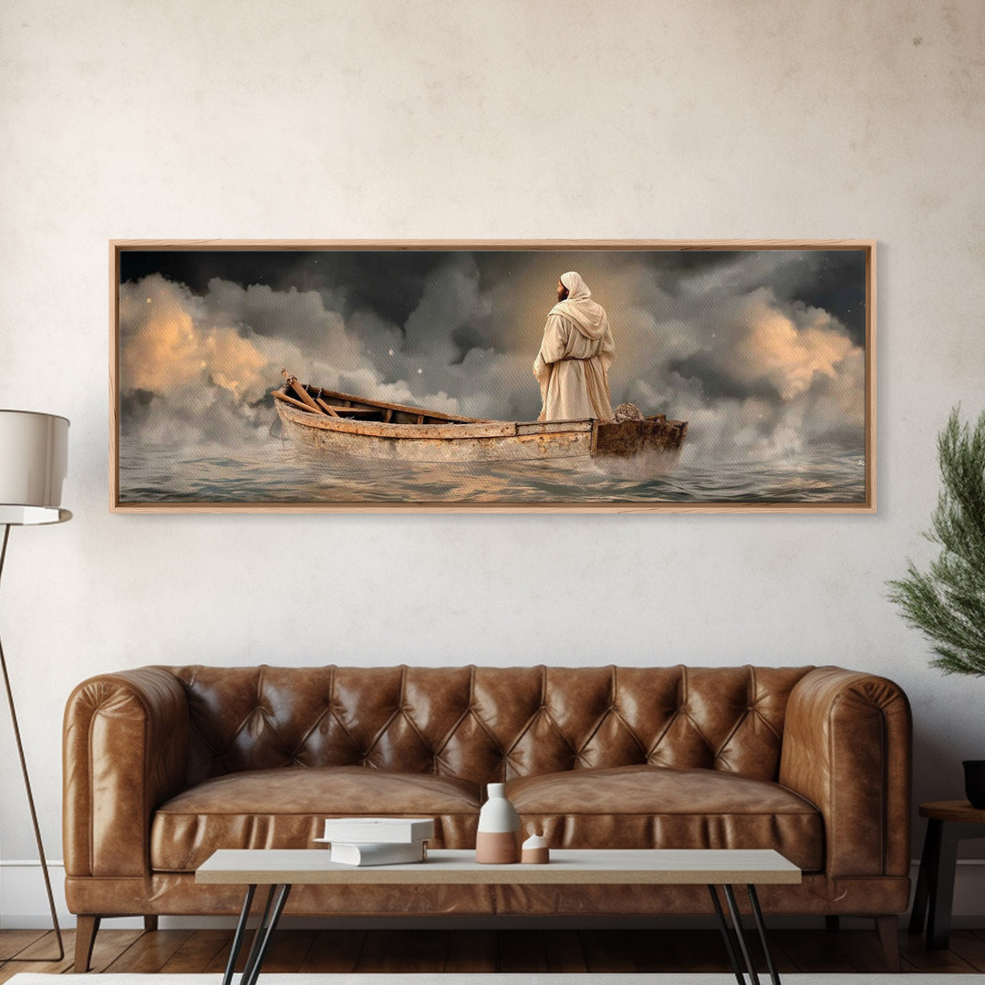 Light Of Salvation | Framed Canvas Print | Panoramic Painting | Christian Art Canvas | Christian Wall Art | Jesus Painting | Christian Chri