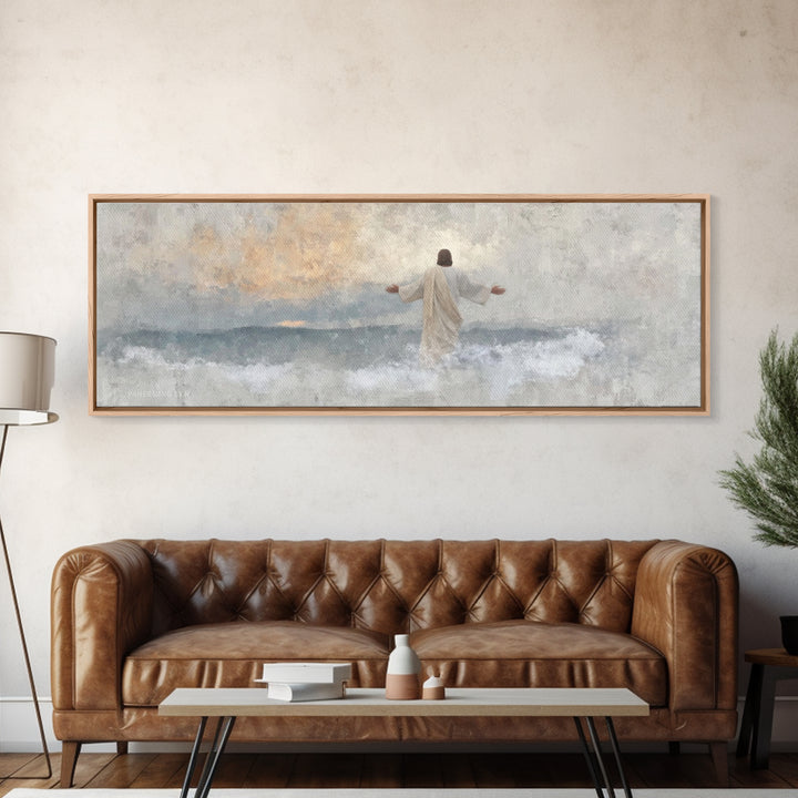 Waves Of Glory, Framed Canvas Print, Panoramic Wall Art, Christian Art Canvas, Christian Wall Art, Jesus Painting, Christian Decor, Christm