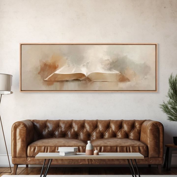 Misty Dawn Prayer, Framed Canvas Print, Christian Art Canvas, Christian Wall Art, Panoramic Print, Christian Painting, Christmas Art