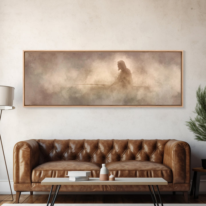 Eternal Stillness, Framed Canvas Print, Panoramic Print, Christian Art, Jesus Painting, Christian Wall Art, Modern Christian Art