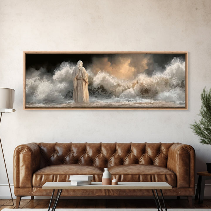 Calm Beyond Storm – Framed Canvas Print – Panoramic Painting – Christian Art – Jesus Painting – Christian Wall Art – Subtle Christian Art