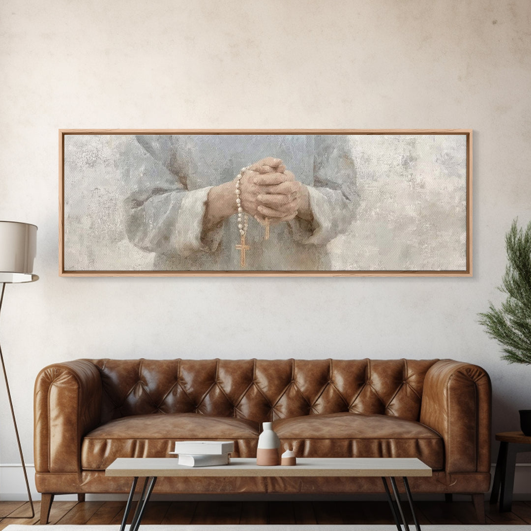Gentle Spirit Light – Framed Canvas Print – Christian Wall Art – Christian Art – Panoramic Frame – Christian Painting – Christmas Art
