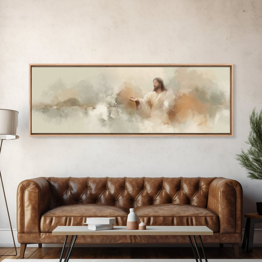 Sacred Invitation – Framed Canvas Print – Panoramic Print – Christian Art – Jesus Painting – Christian Wall Art – Unique Christian Art