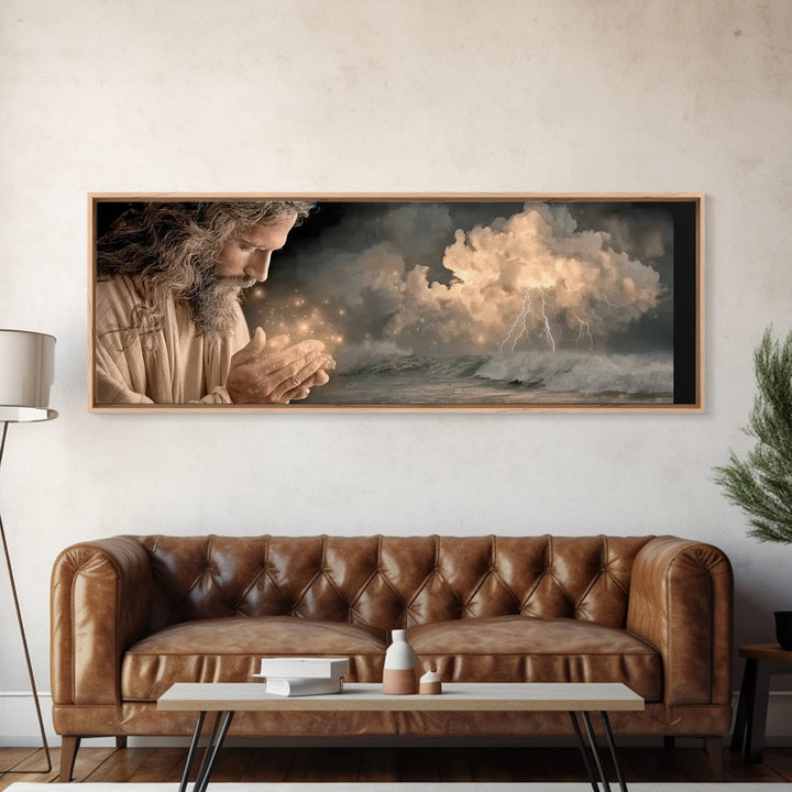 Sacred Dawn | Framed Canvas Print | Panoramic Wall Art | Christian Art | Jesus Painting | Christian Art Canvas | Christian Decor