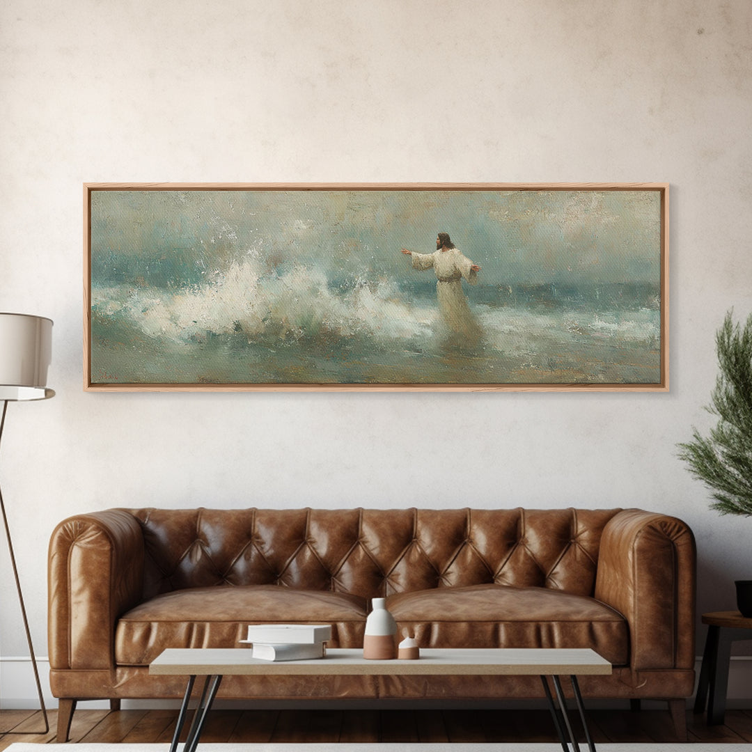 Holy Wonder, Framed Canvas Print, Panoramic Frame, Christian Wall Art, Jesus Painting, Christian Art Print, Christian Christmas Art