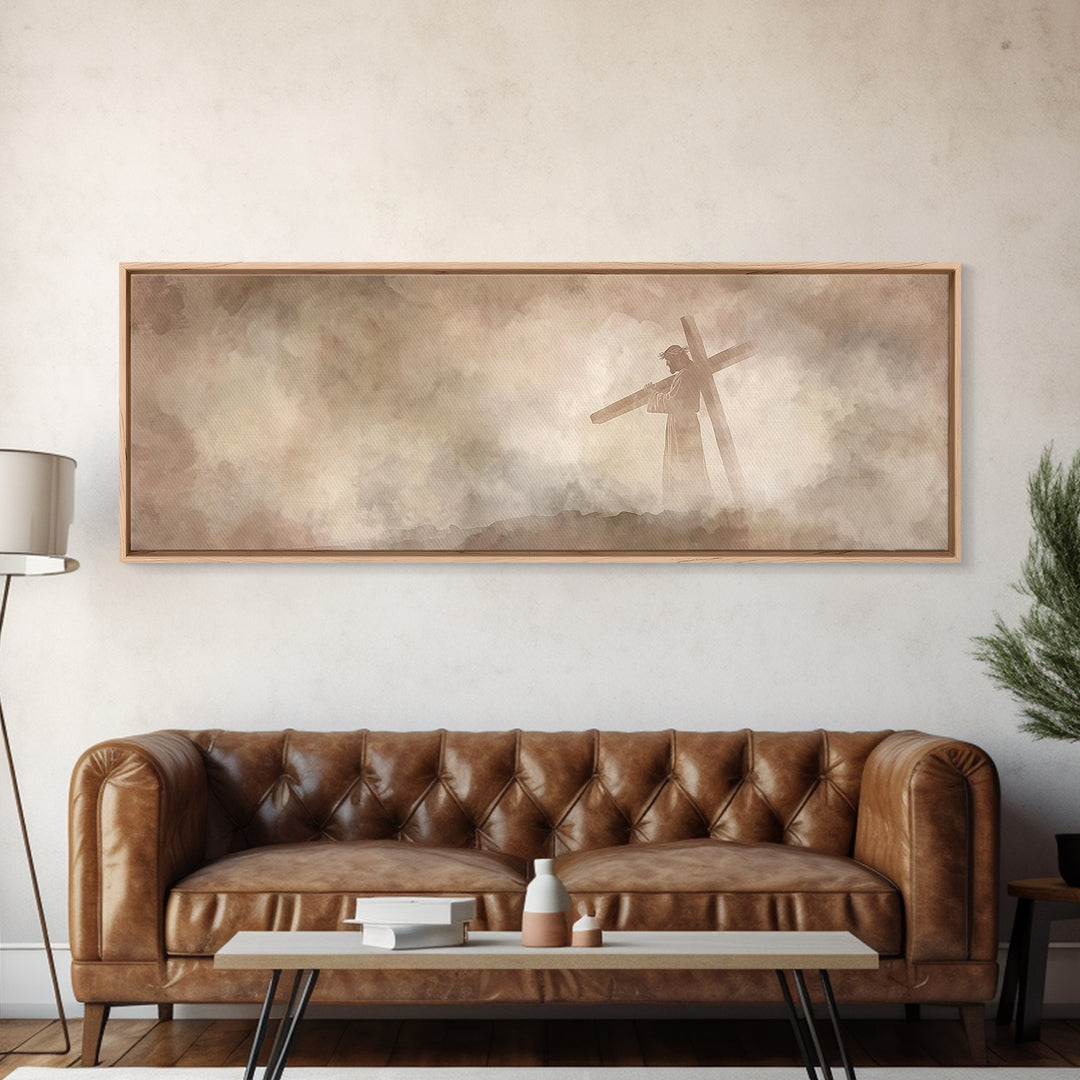 Path Of Mercy – Framed Canvas Print – Panoramic Print – Christian Art – Jesus Painting – Modern Christian Art – Christian Wall Art