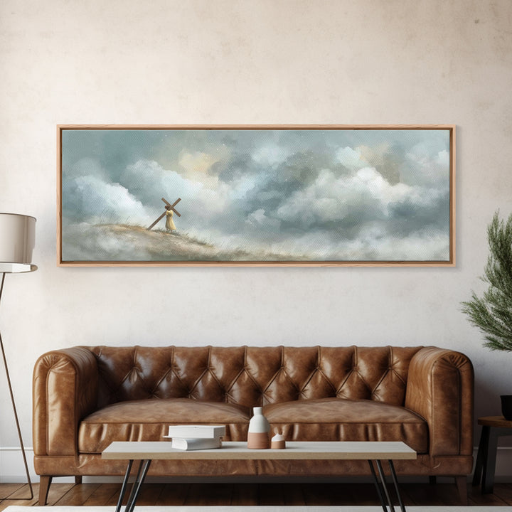 Burden Of Love | Framed Canvas Print | Christian Art Work | Jesus Painting | Panoramic Painting | Large Christian Art | Christian Decor