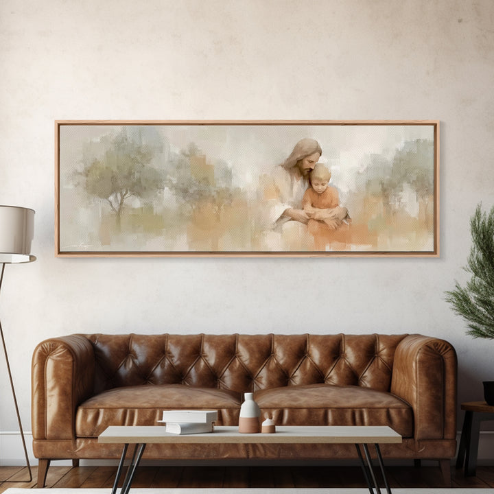 Gentle Teaching – Framed Canvas Print – Christian Wall Art – Christian Art Canvas – Panoramic Print – Jesus Painting – Christian Decor