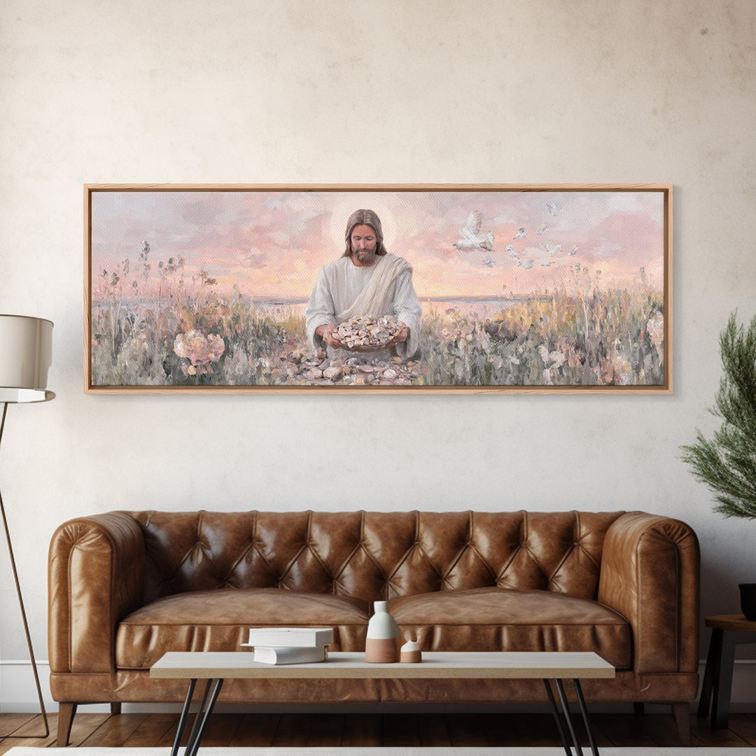 Morning Of Mercy, Framed Canvas Print, Christian Art, Jesus Painting, Panoramic Print, Christian Wall Art, Christian Art Canvas