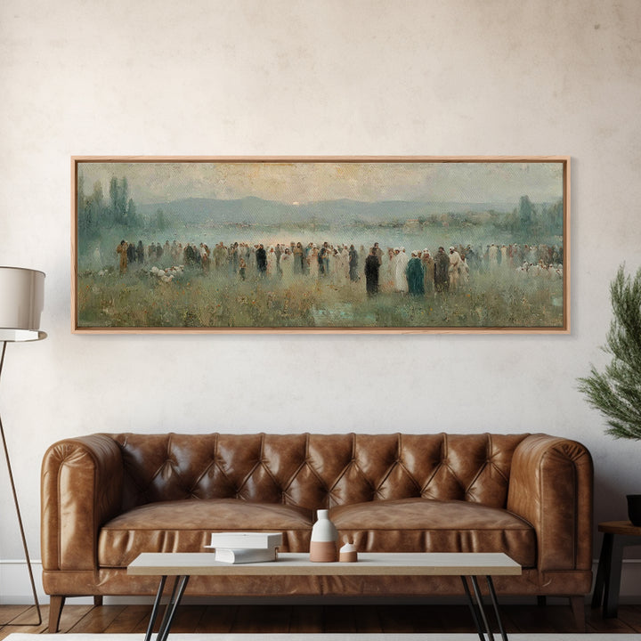 Crowd Of Hope – Framed Canvas Print – Christian Wall Art – Panoramic Painting – Christian Art Canvas – Christian Art – Jesus Painting