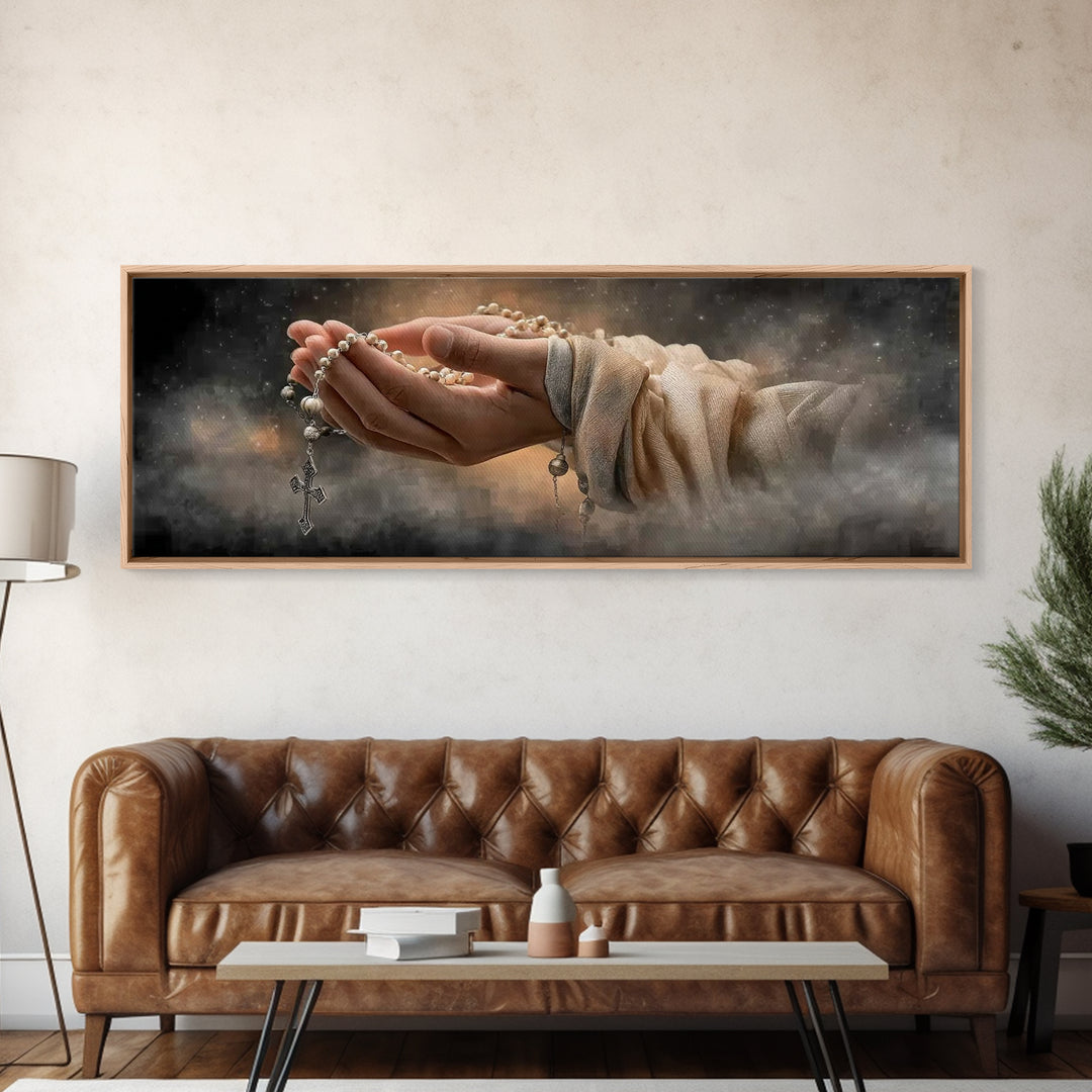 Graceful Prayer Bloom – Framed Canvas Print – Christian Art – Christian Wall Art – Panoramic Print – Christian Painting – Christmas Wall Ar