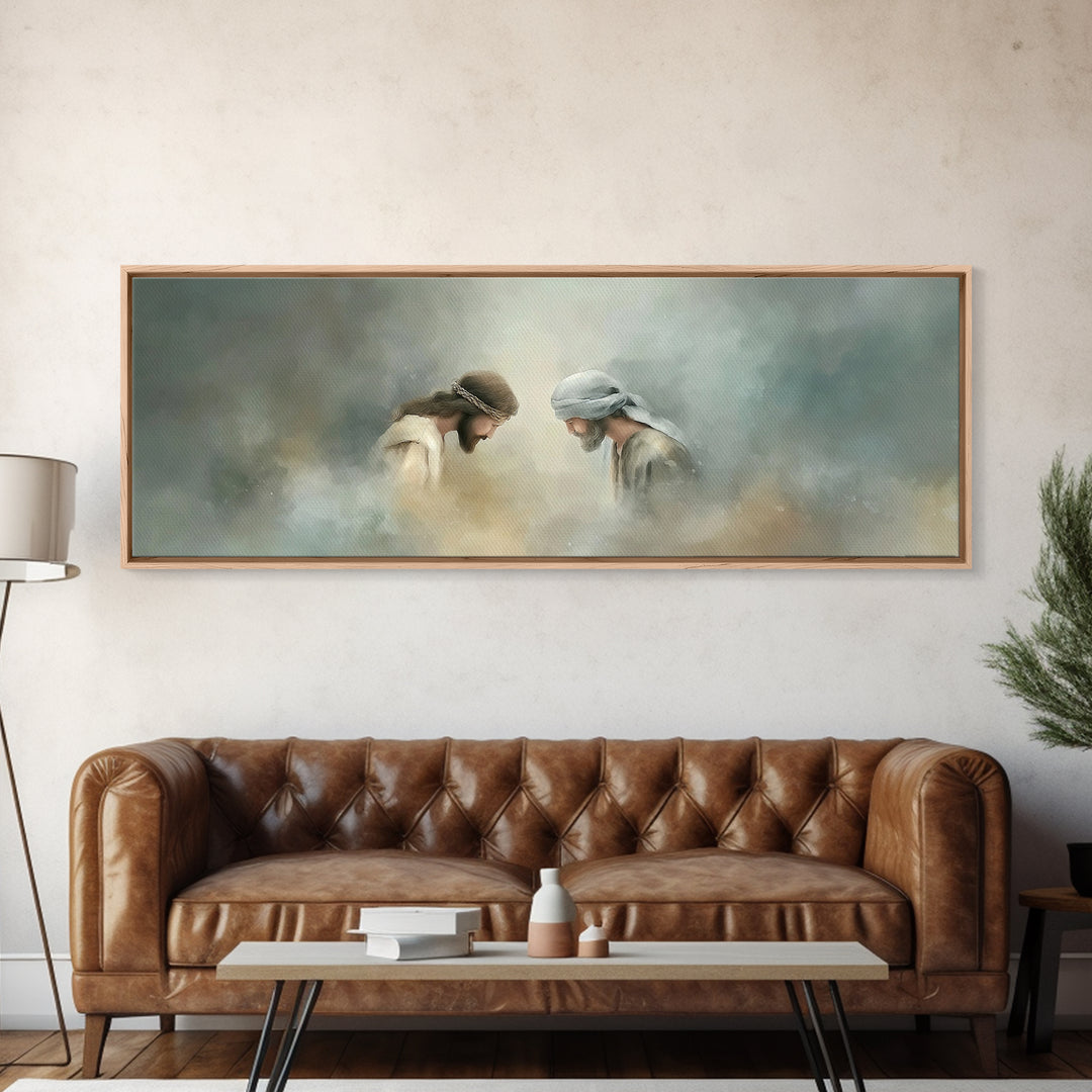 Humble Devotion – Framed Canvas Print – Panoramic Art – Christian Wall Art – Jesus Painting – Christian Art Canvas – Christian Gift