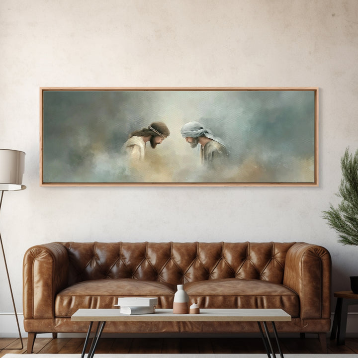 Humble Devotion – Framed Canvas Print – Panoramic Art – Christian Wall Art – Jesus Painting – Christian Art Canvas – Christian Gift