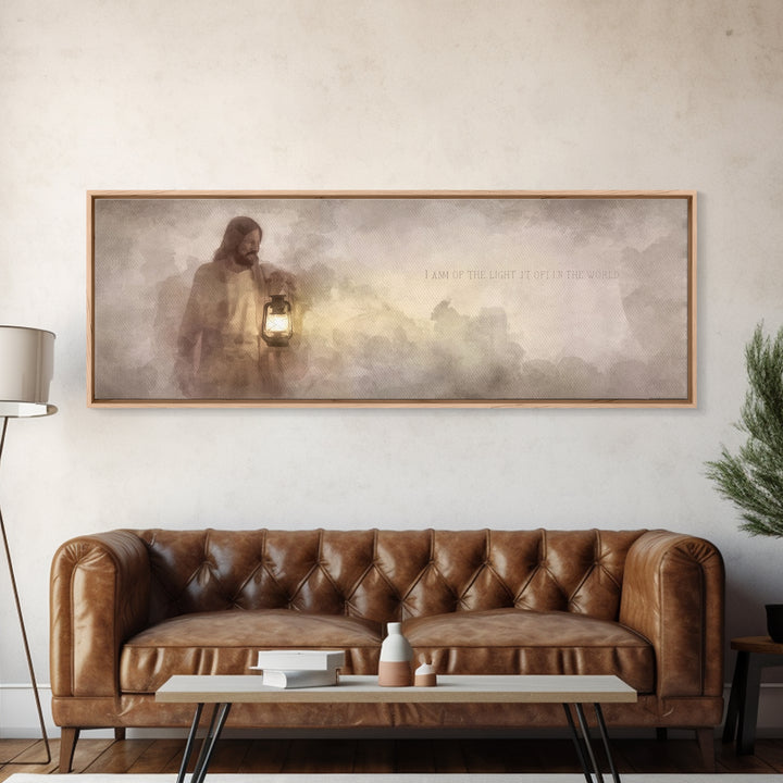 Guiding In Stillness – Framed Canvas Print – Christian Wall Art – Jesus Art Canvas – Panoramic Painting – Christian Decor – Christian Gift