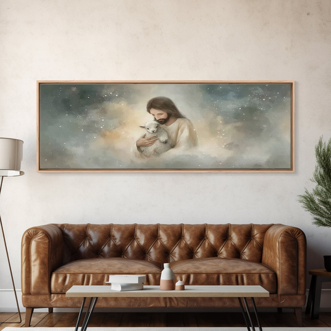 Stars Of His Mercy – Framed Canvas Print – Panoramic Wall Art – Jesus Canvas Art – Christian Art Painting – Christian Gift Ideas – Modern C