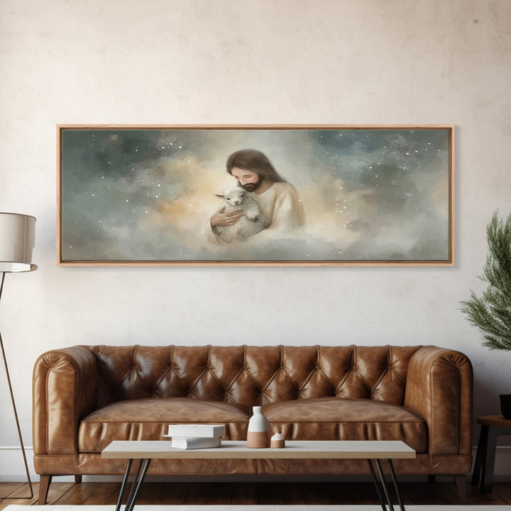 Stars Of His Mercy – Framed Canvas Print – Panoramic Wall Art – Jesus Canvas Art – Christian Art Painting – Christian Gift Ideas – Modern C