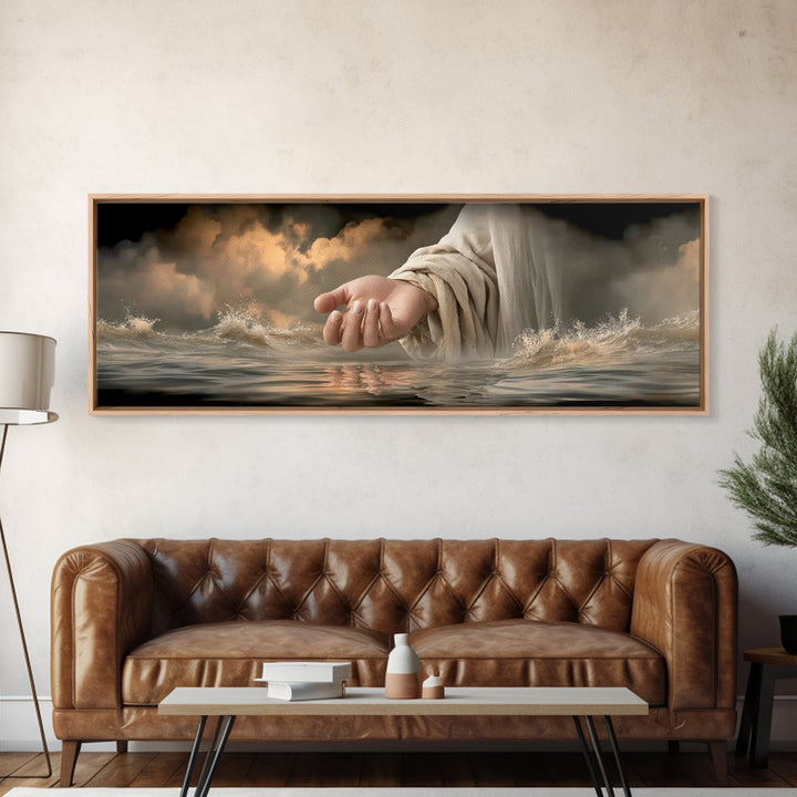 Tender Star Embrace, Framed Canvas Print, Panoramic Wall Art, Jesus Painting, Christian Art Canvas, Modern Christian Art, Christian Gift Id