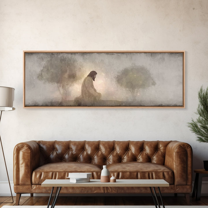 Sacred Vigil | Framed Canvas Print | Christian Art Canvas | Panoramic Art | Christian Wall Art | Jesus Painting | Christian Gift Ideas