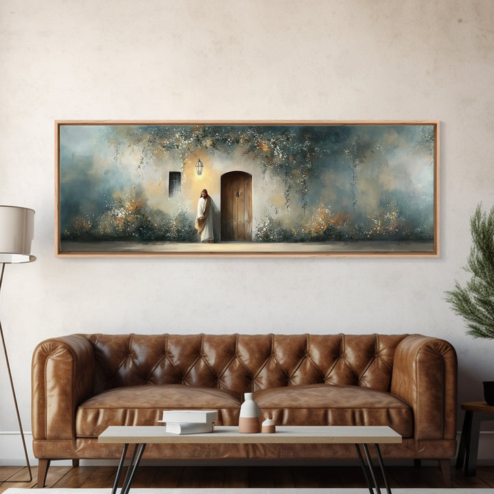 Lamp Of Hope, Framed Canvas Print, Christian Art, Jesus Painting, Panoramic Art, Christian Decor, Christian Gift, Large Christian Art, Jesu