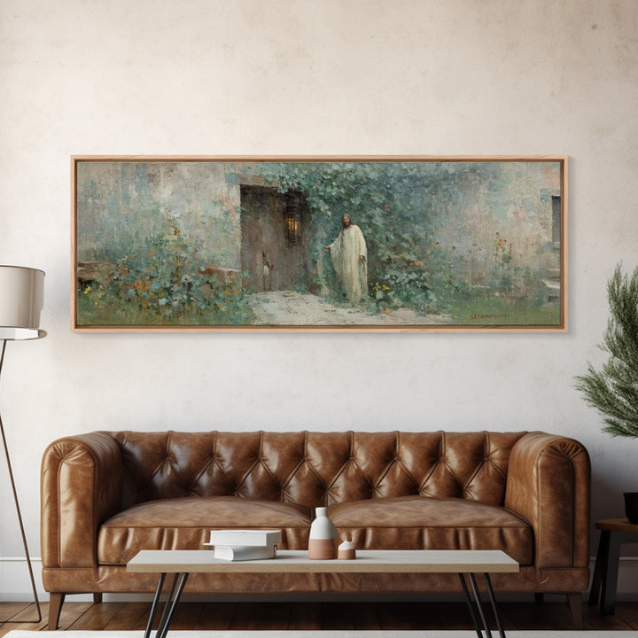 Doorway Of Grace – Framed Canvas Print – Christian Art – Jesus Painting – Panoramic Art – Christian Decor – Christian Gift – Large Christia