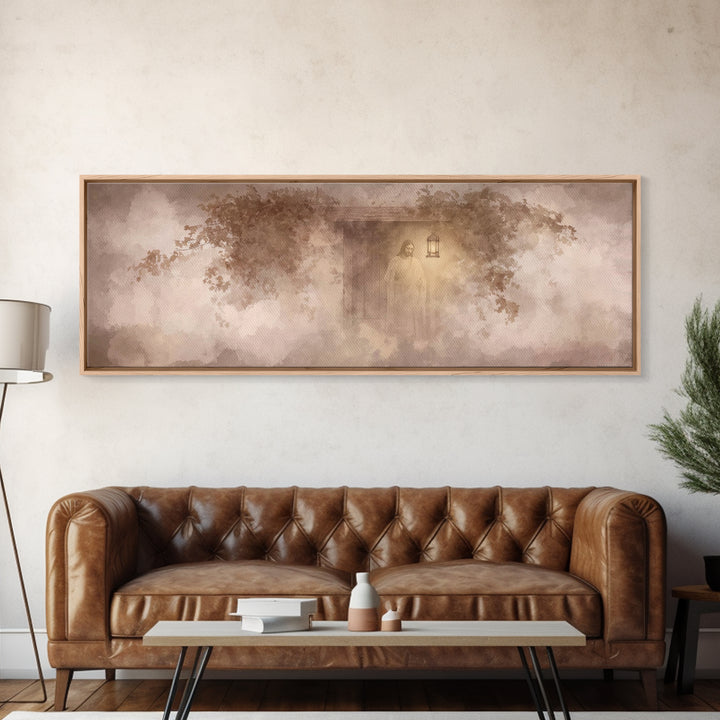 Autumn At The Door – Framed Canvas Print – Christian Art – Jesus Painting – Panoramic Art – Christian Decor – Christian Gift – Large Christ