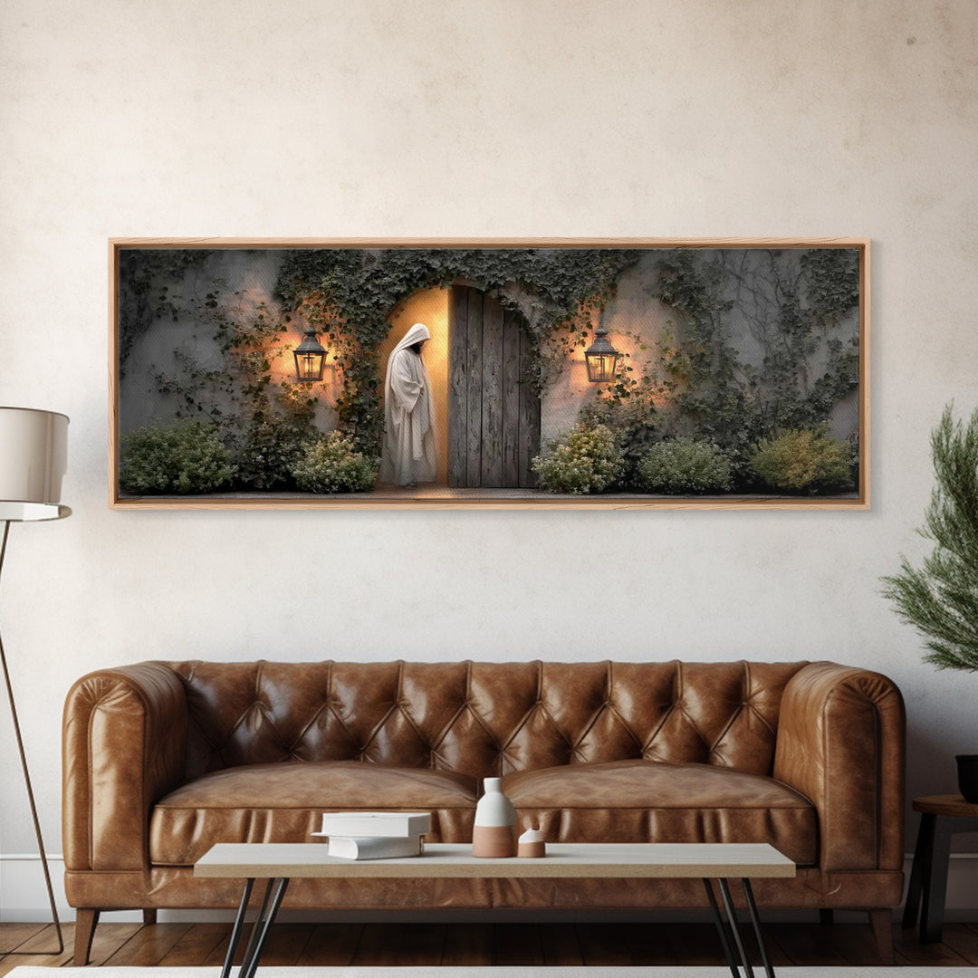 Vine-Covered Calling | Framed Canvas Print | Christian Art | Jesus Painting | Panoramic Art | Christian Decor | Christian Gift | Large Chri
