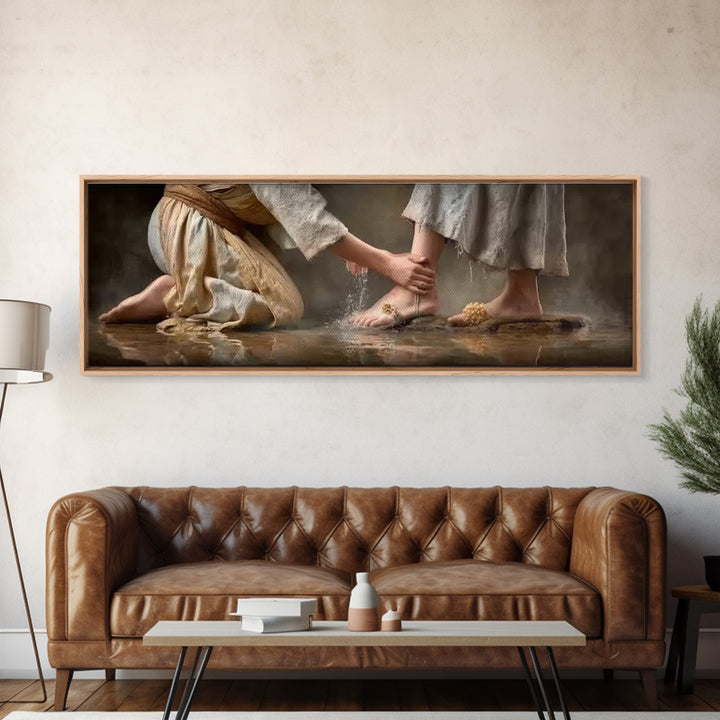 Servant’s Devotion | Framed Canvas Print | Christian Art Canvas | Christian Wall Art | Panoramic Art | Christian Painting | Jesus Painting
