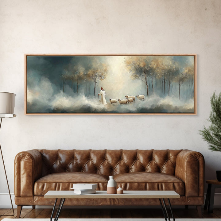 Light Of Mercy | Framed Canvas Print | Panoramic Wall Art | Christian Art Print | Jesus Painting | Christian Christmas Art | Modern Christi