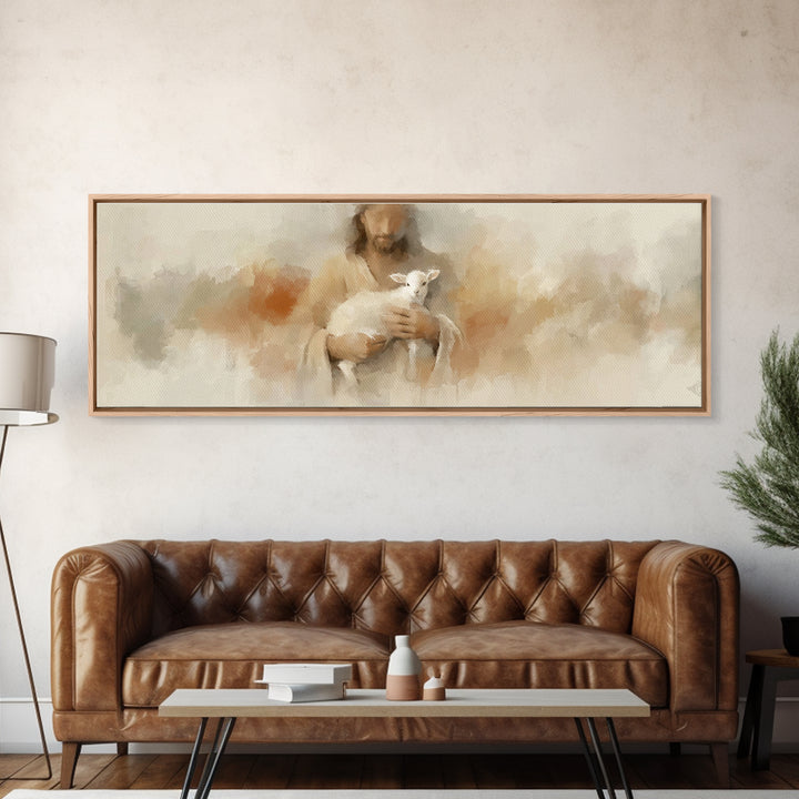 Gentle Arms Of Peace – Framed Canvas Print – Panoramic Art – Christian Wall Art – Jesus Painting – Christian Art Canvas – Christmas Art