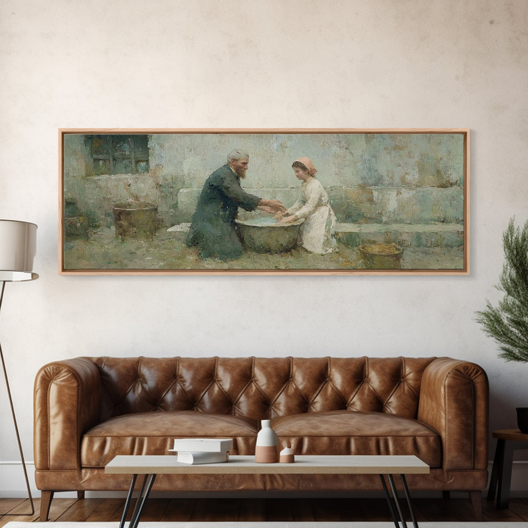 Quiet Acts Of Mercy – Framed Canvas Print – Christian Art – Christian Wall Art – Panoramic Frame – Christian Painting – Jesus Art Print