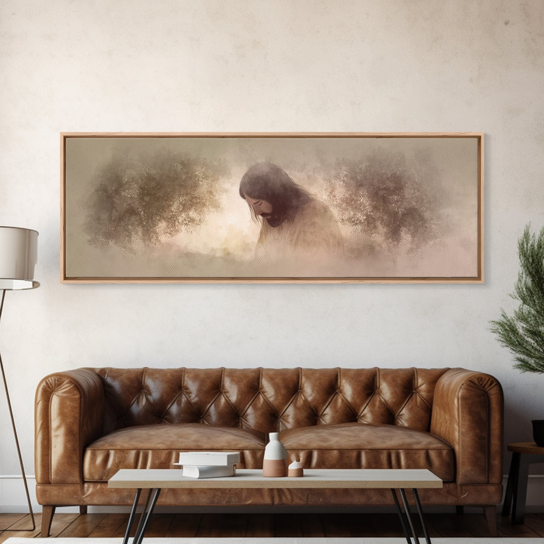 Garden Of Mercy – Framed Canvas Print – Panoramic Art – Christian Wall Art – Jesus Painting – Christian Art Canvas – Christmas Art