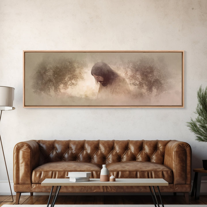 Garden Of Mercy – Framed Canvas Print – Panoramic Art – Christian Wall Art – Jesus Painting – Christian Art Canvas – Christmas Art