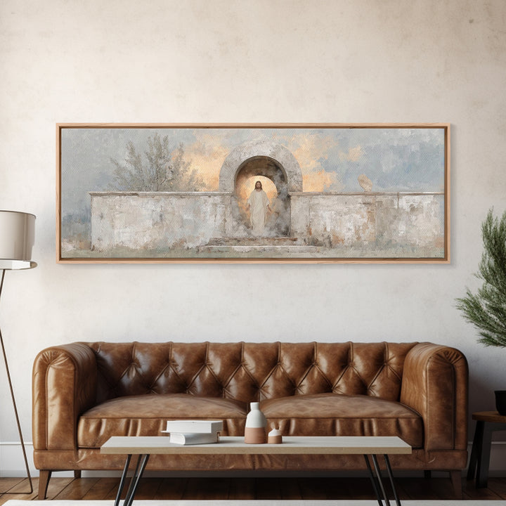 Radiant Salvation, Framed Canvas Print, Panoramic Painting, Christian Art Canvas, Jesus Wall Art, Christian Christmas Art, Christian Decor