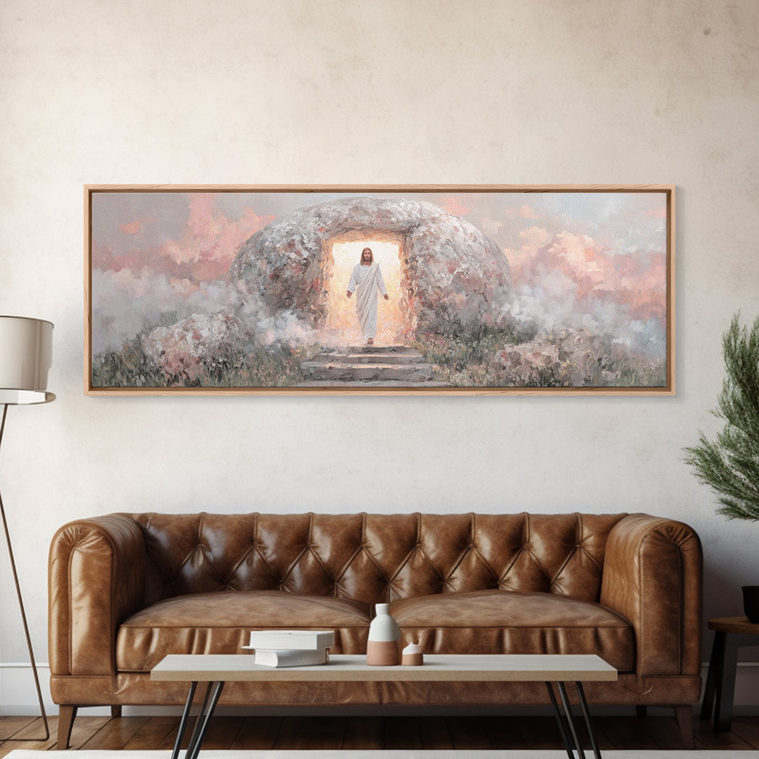 Gate Of Glory | Framed Canvas Print | Panoramic Art | Christian Paintings | Christian Art Canvas | Jesus Art Print | Christmas Wall Art