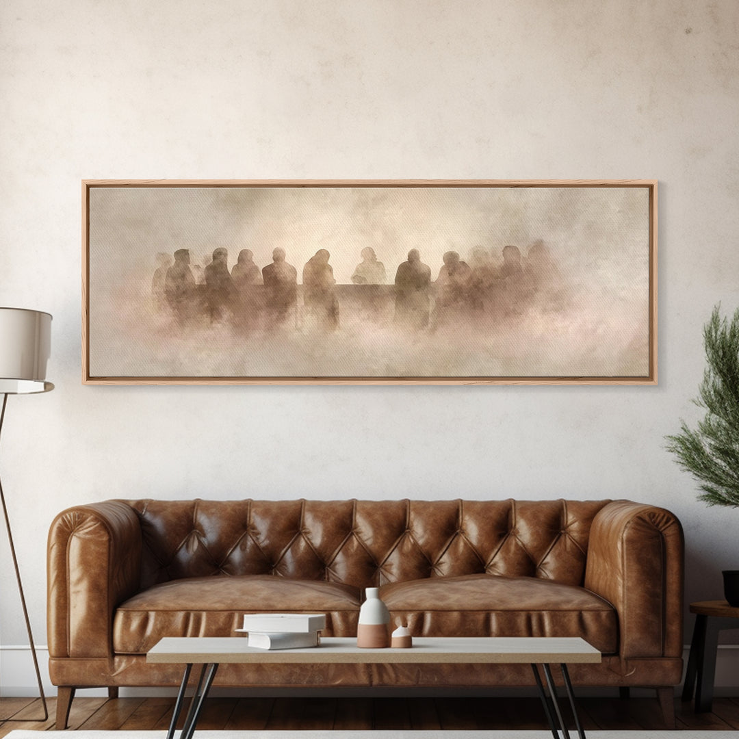 Last Supper Shadows – Framed Canvas Print – Panoramic Painting – Christian Art Canvas – Christian Wall Art – Christian Decor – Christmas Ar