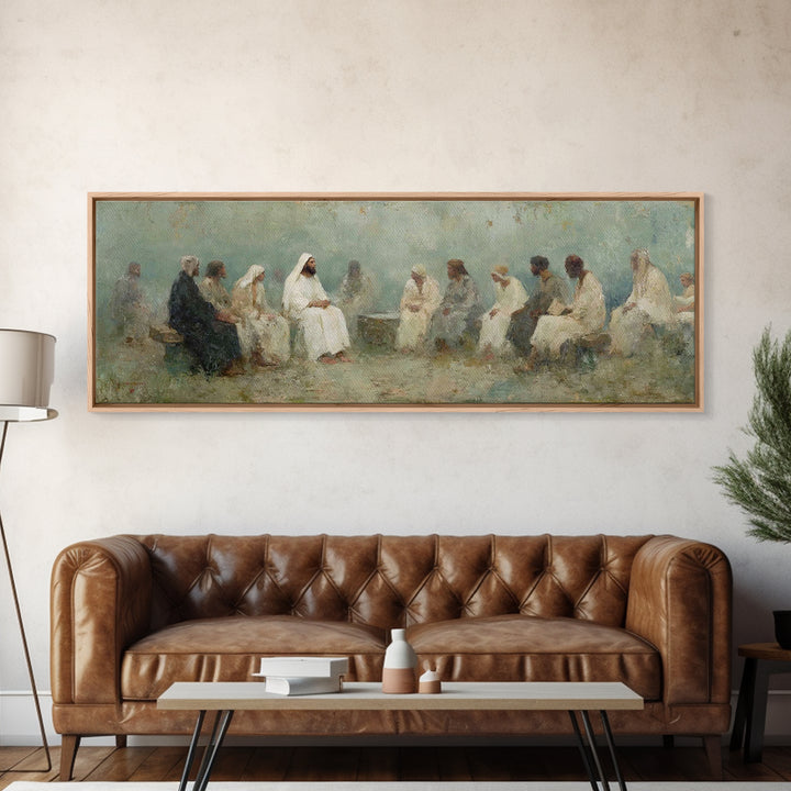 Circle Of Wisdom, Framed Canvas Print, Panoramic Art, Christian Wall Art, Jesus Painting, Christian Art Canvas, Christian Painting