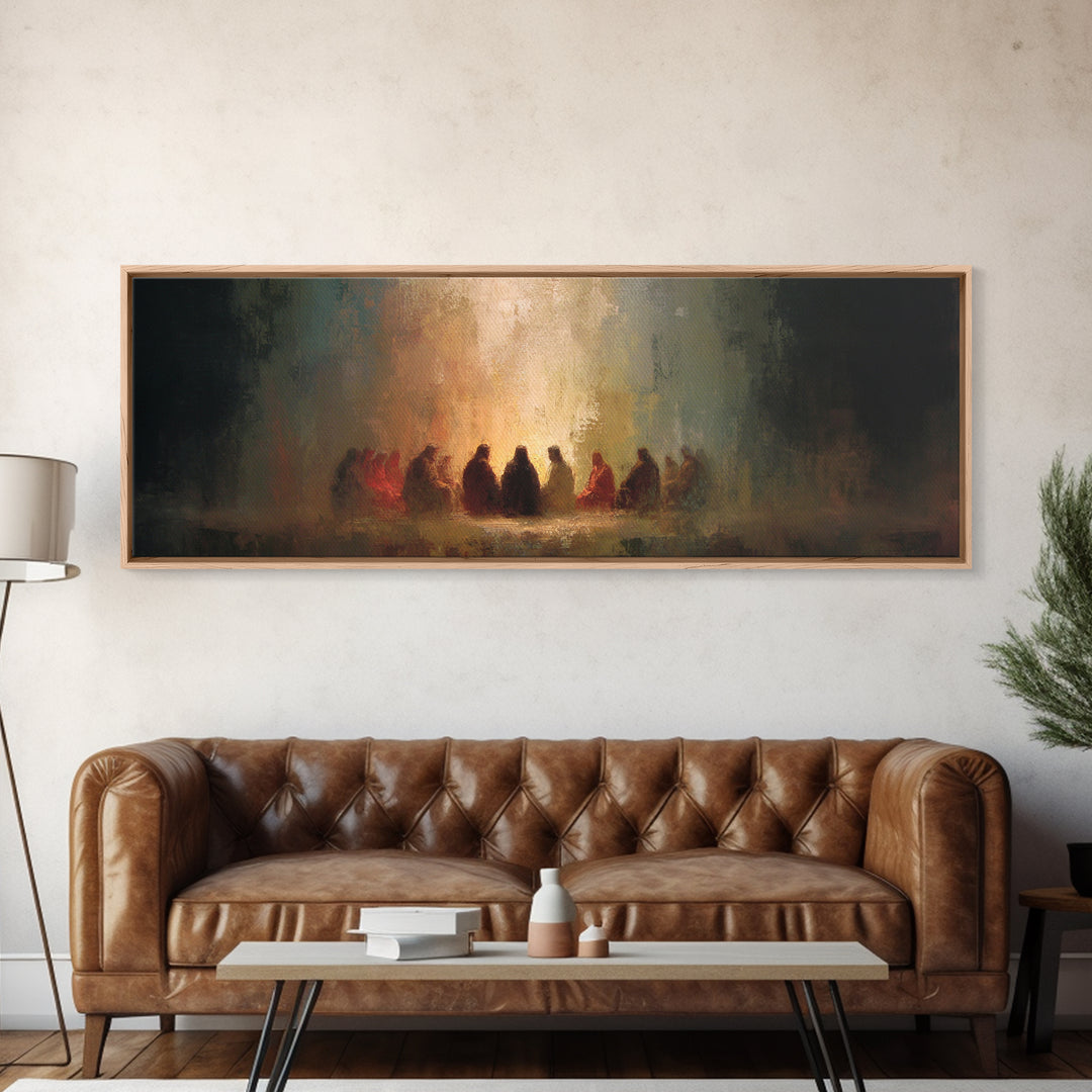 Upper Room Glow | Framed Canvas Print | Panoramic Wall Art | Christian Paintings | Jesus Canvas Art | Christian Art Work | Modern Christian
