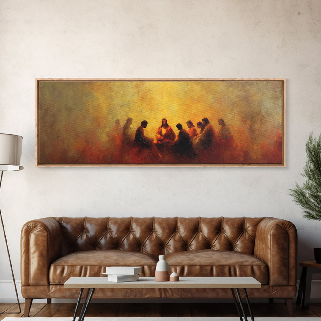 Supper Of Hope – Framed Canvas Print – Panoramic Art – Christian Painting – Christian Art Canvas – Jesus Wall Art – Christian Christmas Art