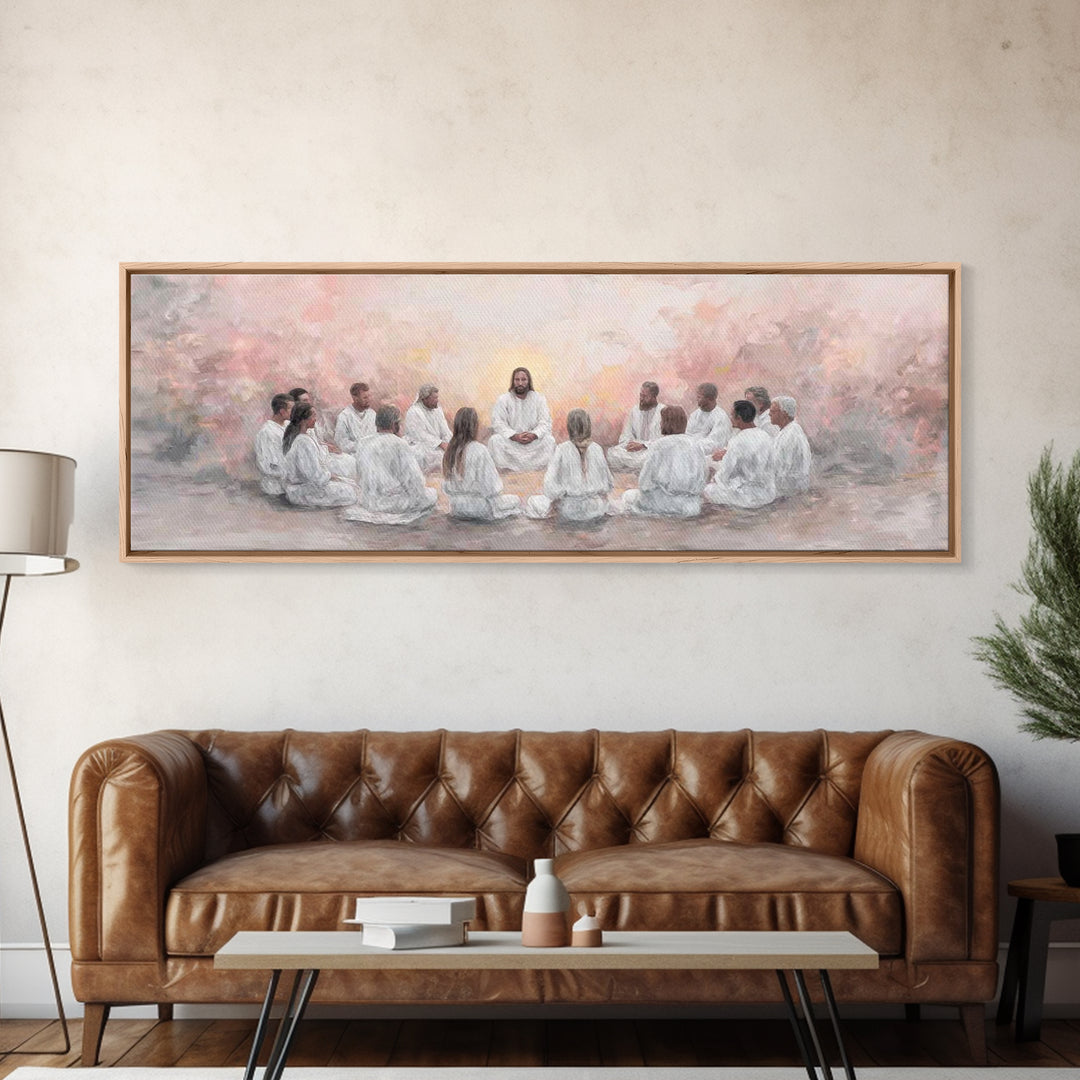 Circle Of Peace | Framed Canvas Print | Extra Wide Art | Christian Wall Art | Christian Art Canvas | Christian Painting | Jesus Art Print
