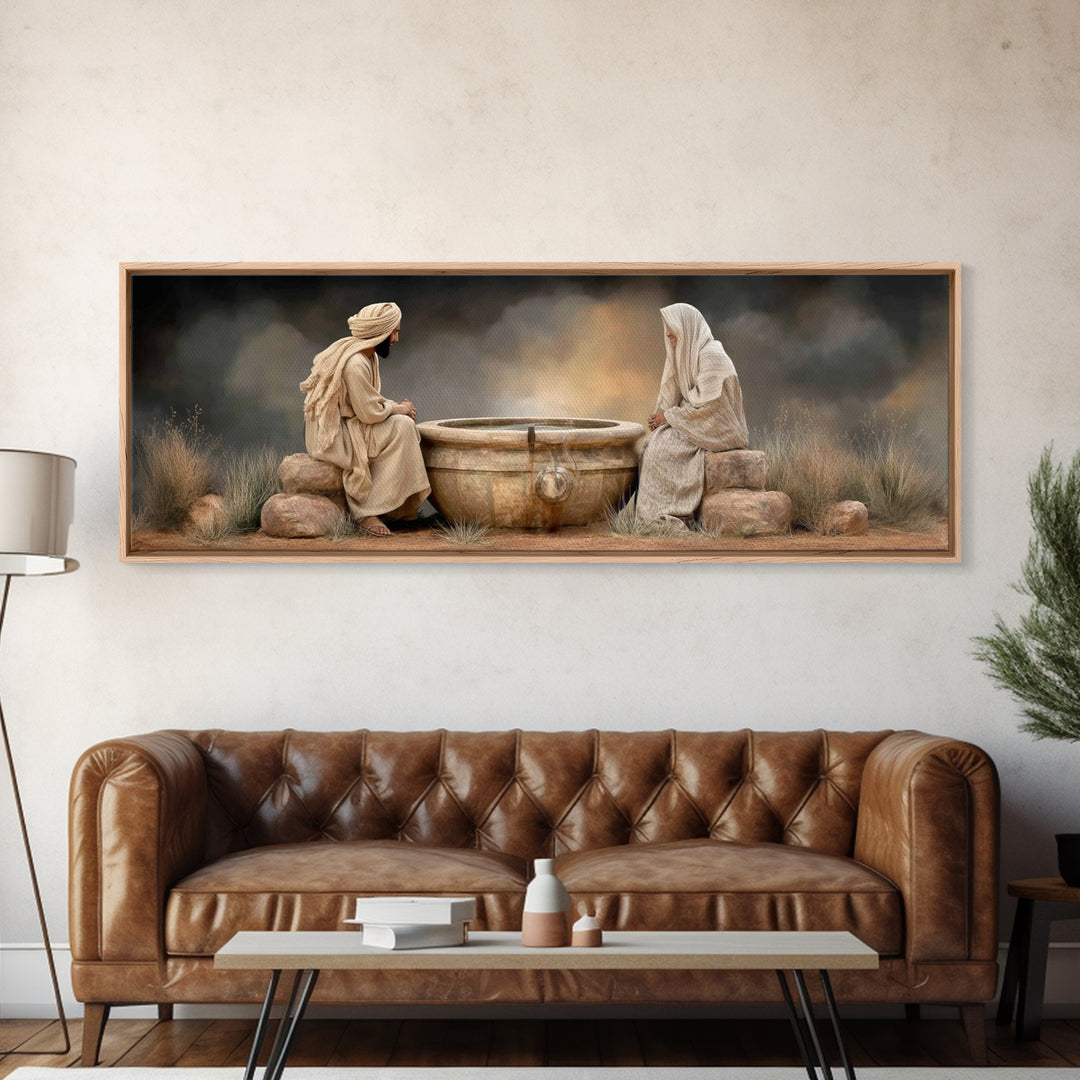 Risen Morning Peace | Framed Canvas Print | Christian Wall Art | Panoramic Wall Art | Christian Art Canvas | Jesus Painting | Christian Dec
