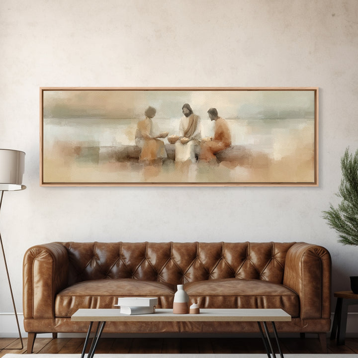 Shore of Abundance – Framed Canvas Print – Jesus Painting – Christian Wall Art – Panoramic Art – Christian Art Canvas – Christian Gift