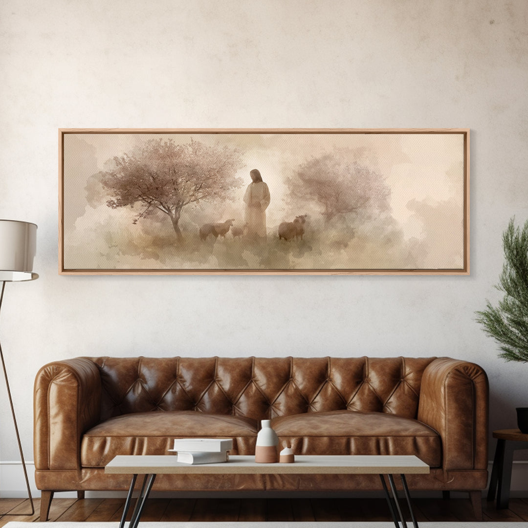 Blossoms Of Peace – Framed Canvas Print – Panoramic Print – Christian Art Canvas – Christian Wall Art – Jesus Painting – Christian Gift