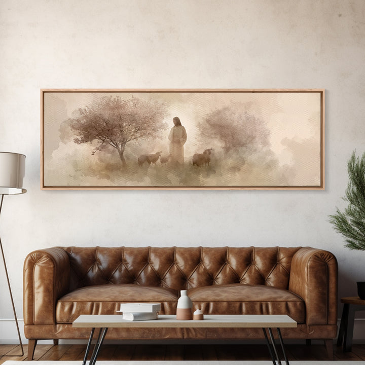 Blossoms Of Peace – Framed Canvas Print – Panoramic Print – Christian Art Canvas – Christian Wall Art – Jesus Painting – Christian Gift