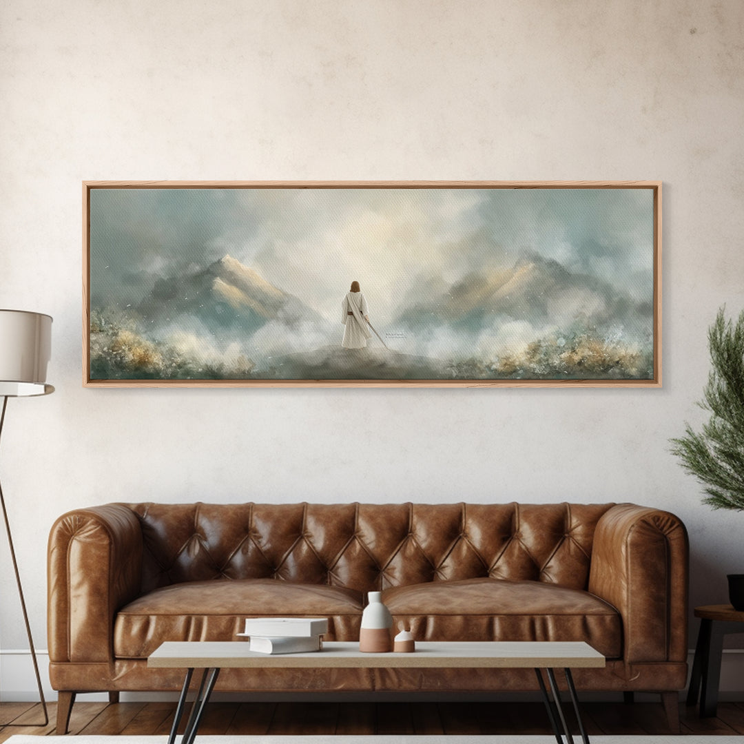 Hills of Consolation | Framed Canvas Print | Christian Wall Art | Jesus Painting | Panoramic Painting | Christian Art Canvas | Christian Ch