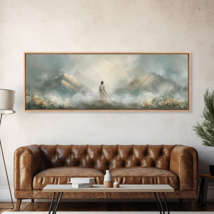 Hills of Consolation | Framed Canvas Print | Christian Wall Art | Jesus Painting | Panoramic Painting | Christian Art Canvas | Christian Ch